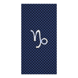 Capricorn Zodiac Symbol Navy Blue Carbon Fiber Card