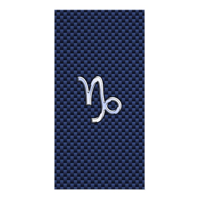 Capricorn Zodiac Symbol Navy Blue Carbon Fiber Card (Front)