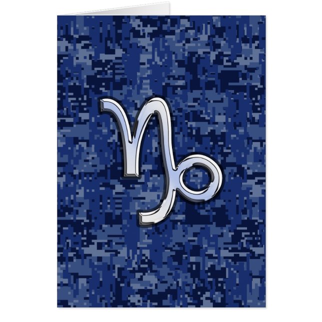 Capricorn Zodiac Symbol on Blue Digital Camo (Front)