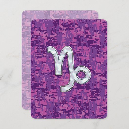 Capricorn Zodiac Symbol on Fuchsia Digital Camo (Front/Back)