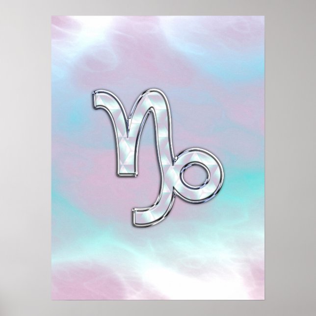 Capricorn Zodiac Symbol on Mother of Pearl Decor (Front)