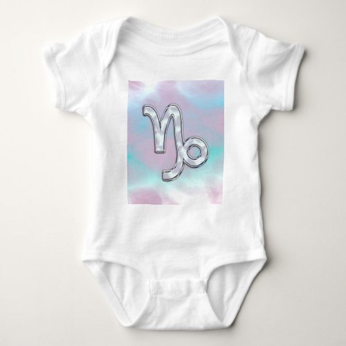 Capricorn Zodiac Symbol on Mother of Pearl Decor Baby Bodysuit