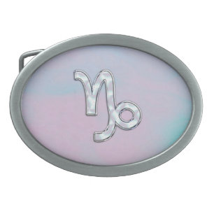 Capricorn Zodiac Symbol on Mother of Pearl Decor Belt Buckle