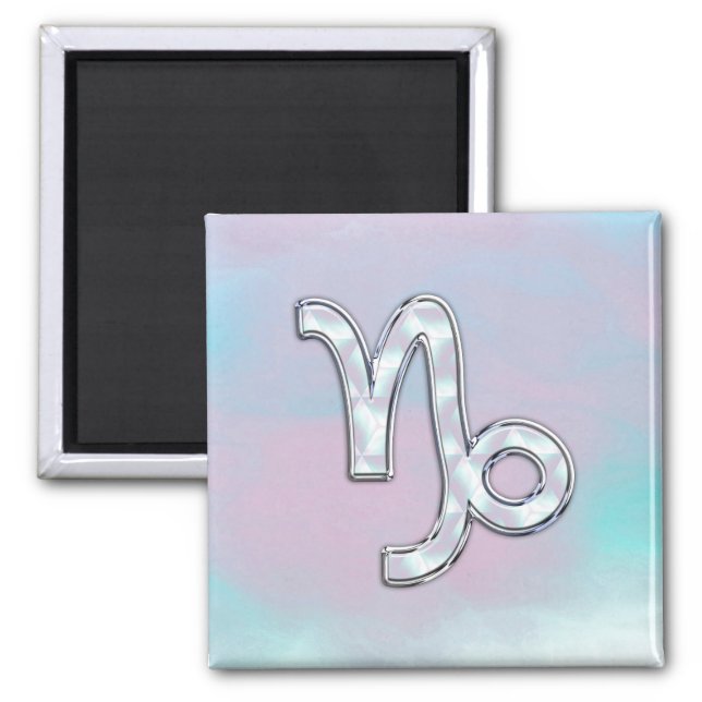 Capricorn Zodiac Symbol on Mother of Pearl Decor Magnet (Front)
