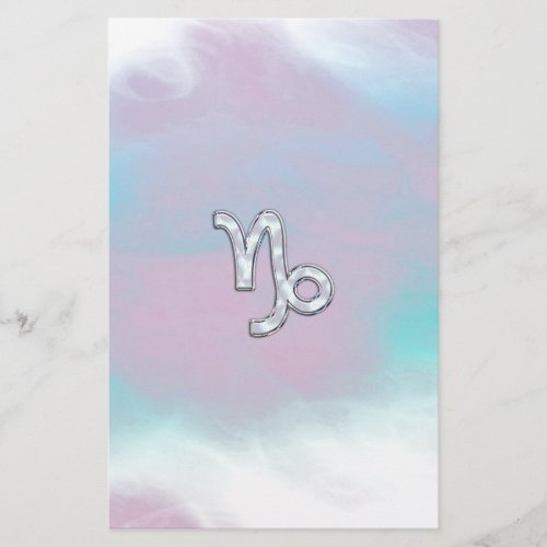 Capricorn Zodiac Symbol on Mother of Pearl Decor Stationery