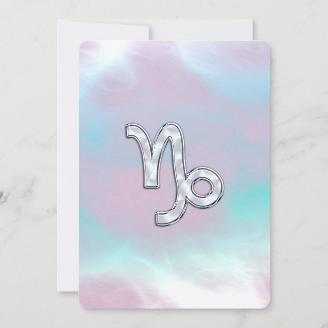 Capricorn Zodiac Symbol on Mother of Pearl Nacre (Front)