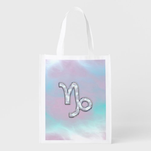 Capricorn Zodiac Symbol on Mother of Pearl Nacre Grocery Bag