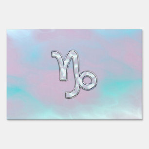 Capricorn Zodiac Symbol on Mother of Pearl Nacre Sign