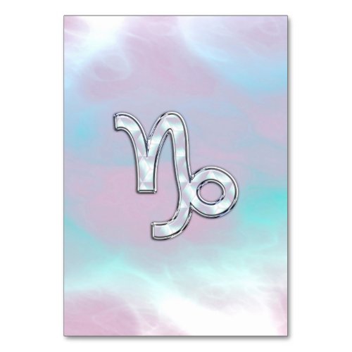 Capricorn Zodiac Symbol on Mother of Pearl Nacre Table Number