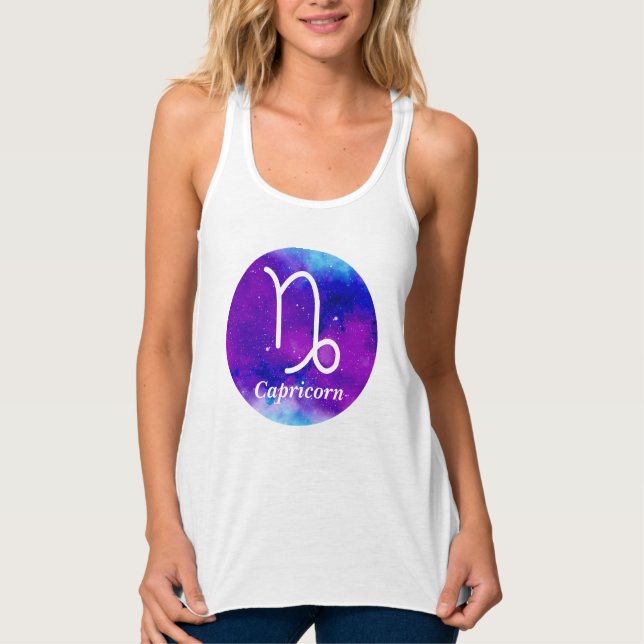 Capricorn Zodiac Symbol Space Nebula Tank Top (Front)