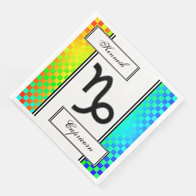Capricorn Zodiac Symbol Standard by K Yoncich Paper Dinner Napkins (Corner)