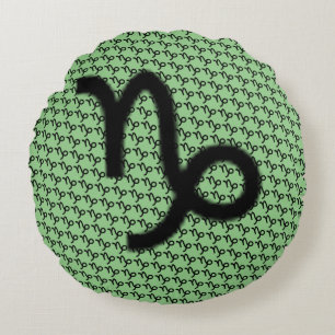 Capricorn Zodiac Symbol Standard by K Yoncich Round Pillow