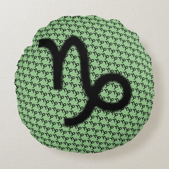 Capricorn Zodiac Symbol Standard by K Yoncich Round Pillow (Front)