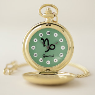 Capricorn Zodiac Symbol Standard (Rf) by K Yoncich Pocket Watch