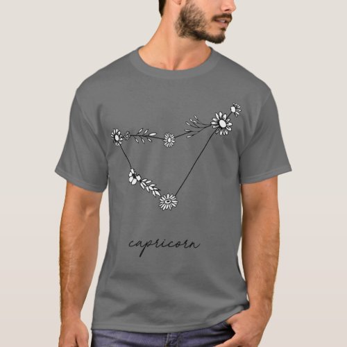 Capricorn Zodiac Wildflower Constellation T_Shirt