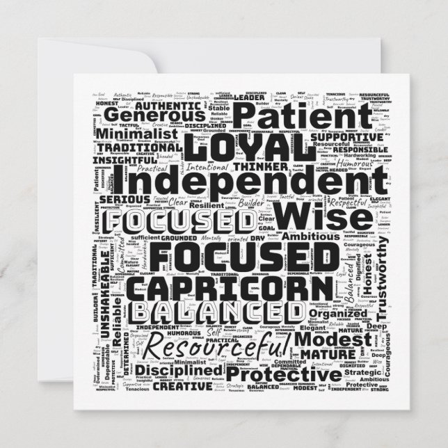 Capricorn Zodiac Word Cloud Inspiration Flat Card (Front)