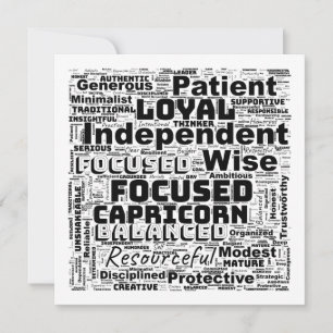 Capricorn Zodiac Word Cloud Inspiration Flat Card