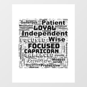 Capricorn Zodiac Word Cloud Inspiraton Wall Decal