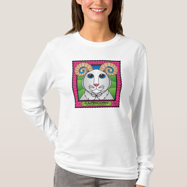 Capricorn Zodicat Poster Women's Long Sleeve Shirt (Front)
