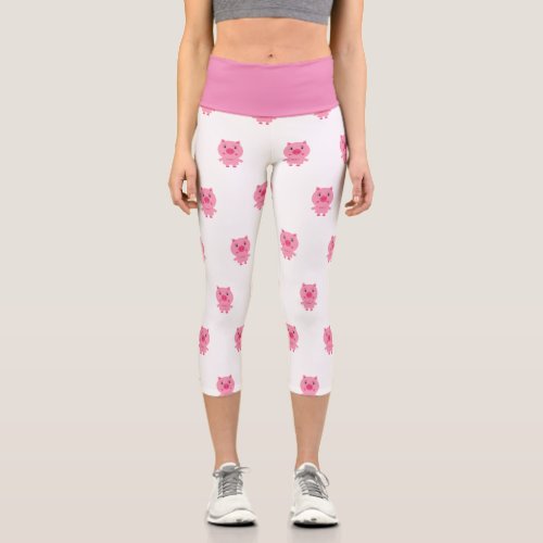 Capris Leggings with Baby Pink Pig