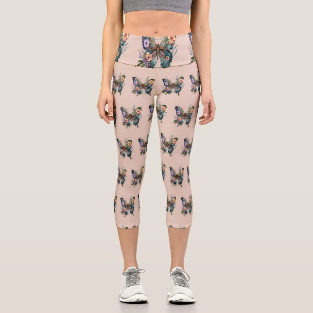 Capris with Butterfly Tan Background (Front)