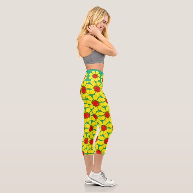 Capris - Yellow Flowers on Green (Right)