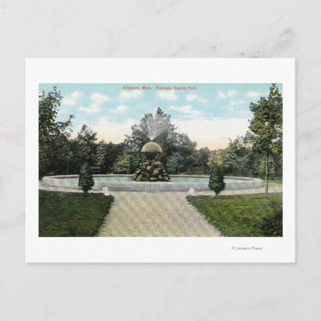 Capron Park View of the Fountain Postcard (Front)