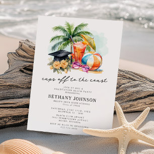 Caps Off to the Coast Graduation Party Invitation