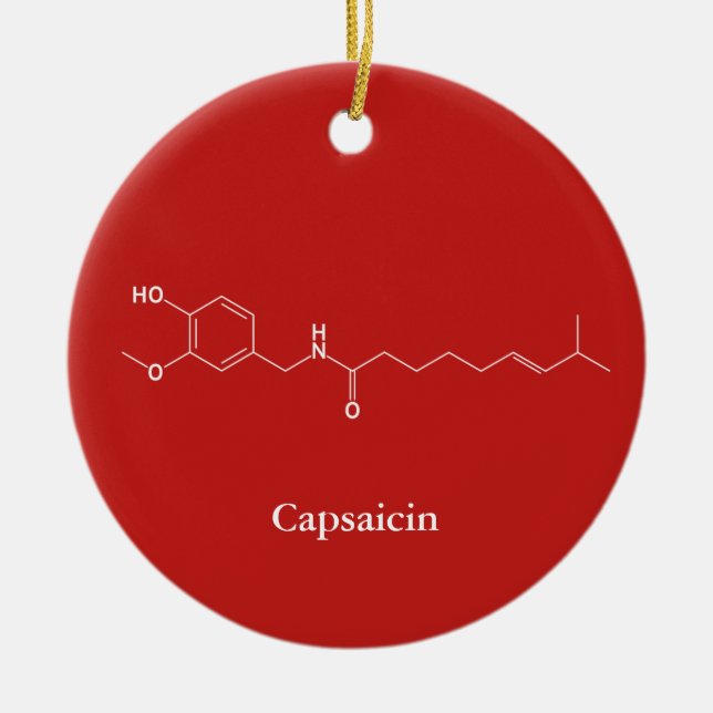 Capsaicin Molecule Chemistry Cute Chilli Lovers Ceramic Ornament (Front)