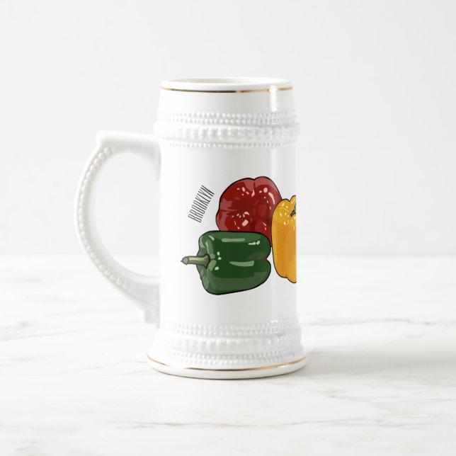Capsicum cartoon illustration beer stein (Left)