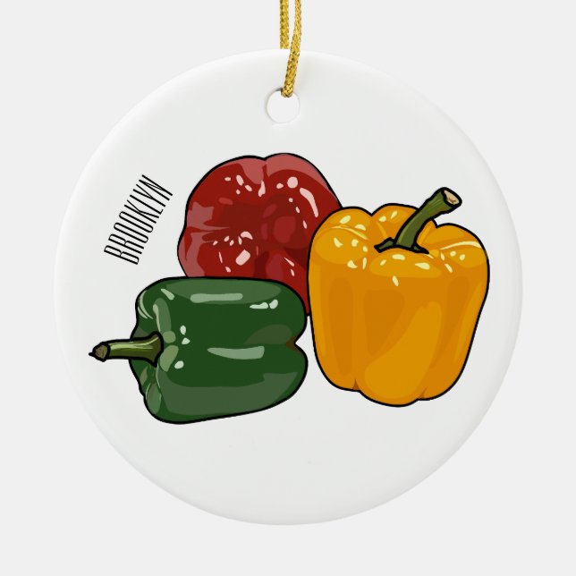 Capsicum cartoon illustration ceramic ornament (Front)