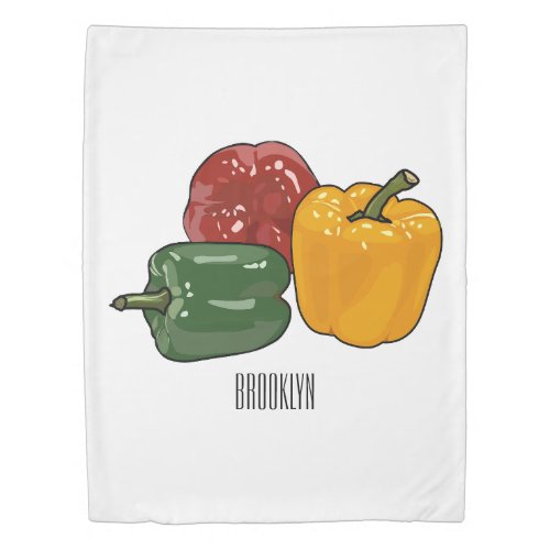 Capsicum cartoon illustration duvet cover