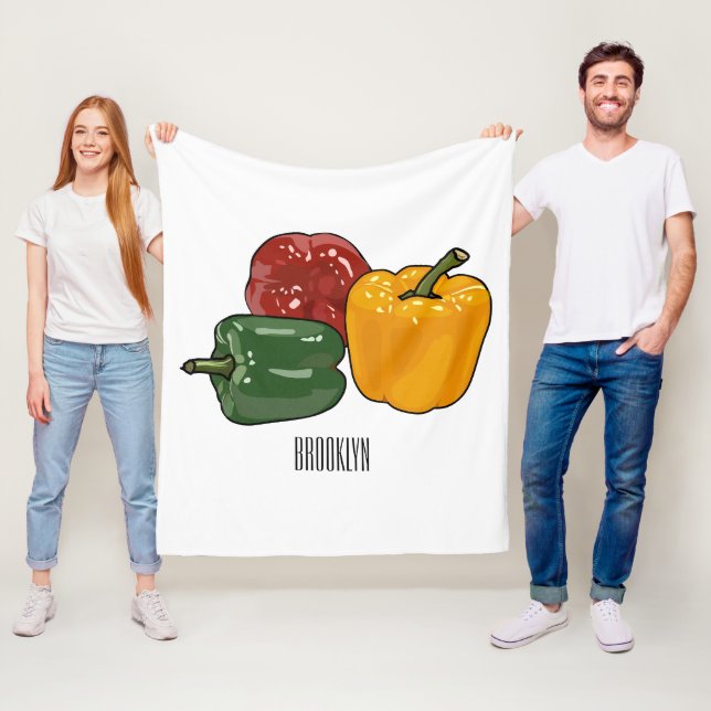 Capsicum cartoon illustration fleece blanket (In Situ)
