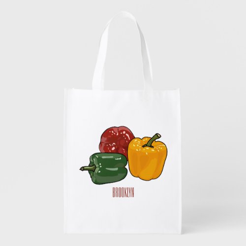 Capsicum cartoon illustration grocery bag