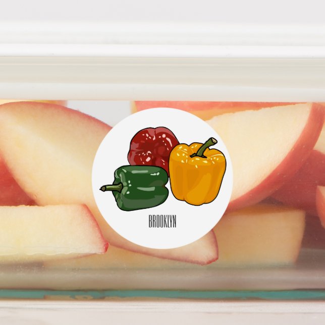 Capsicum cartoon illustration labels (Affixed)