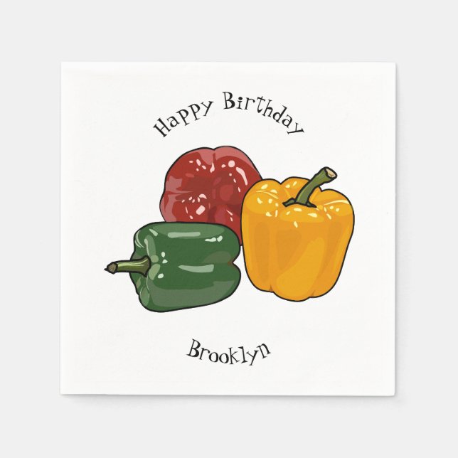 Capsicum cartoon illustration napkins (Front)