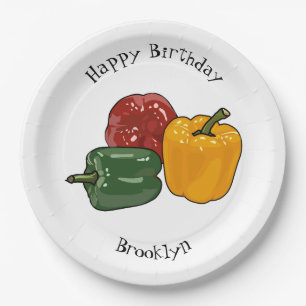 Capsicum cartoon illustration paper plates