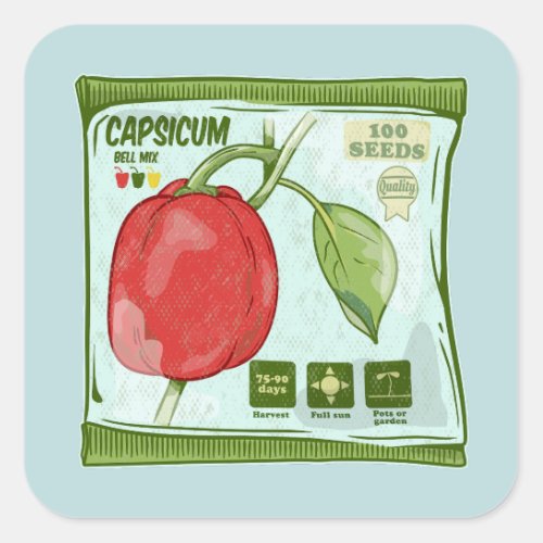 Capsicum Red bell pepper seeds Square Sticker