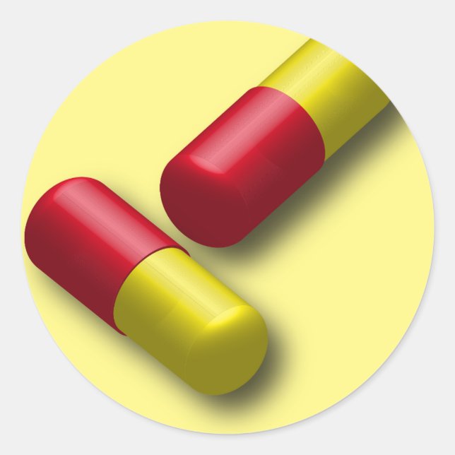 capsule-pills-medicine classic round sticker (Front)