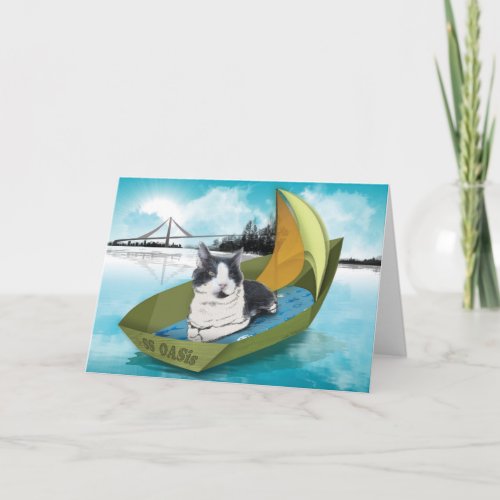 Capt Oliver  the SS OAS Cat on a boat card Card