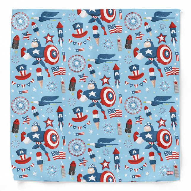 Captain America 4th of July Collage Bandana (Front)