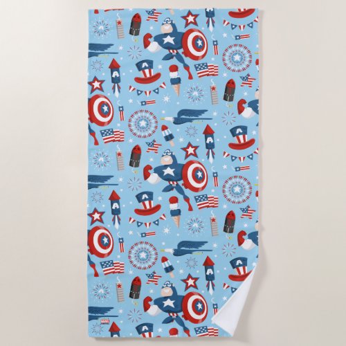 Captain America 4th of July Collage Beach Towel