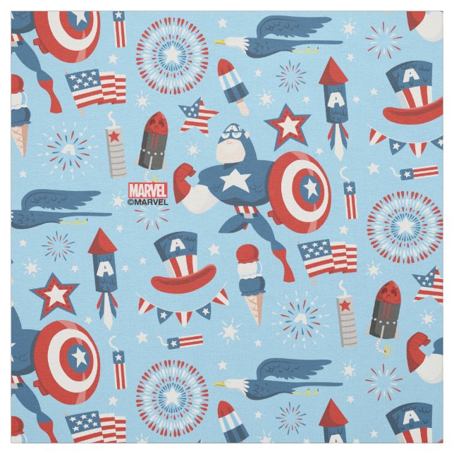 Captain America 4th of July Collage Fabric (Swatch)