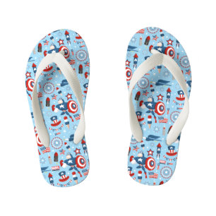 Captain America 4th of July Collage Kid's Flip Flops