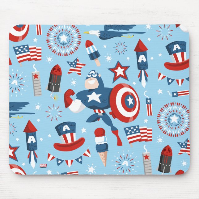 Captain America 4th of July Collage Mouse Pad (Front)