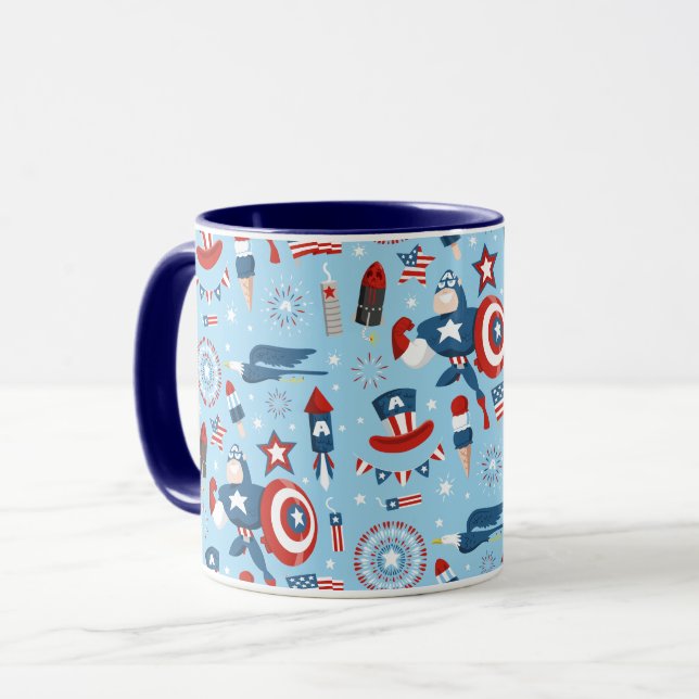 Captain America 4th of July Collage Mug (Front Left)