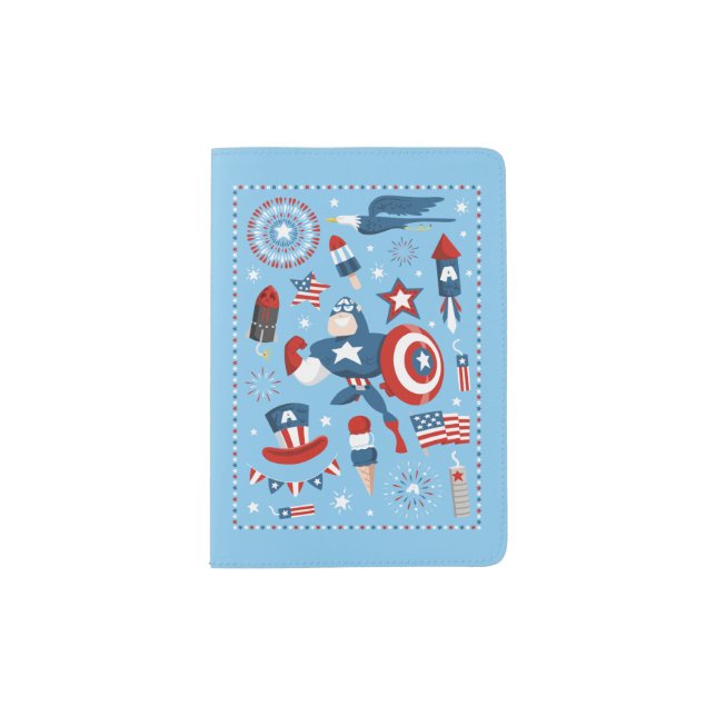 Captain America 4th of July Collage Passport Holder (Front)