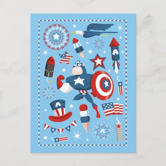 Captain America 4th of July Collage Postcard (Front)