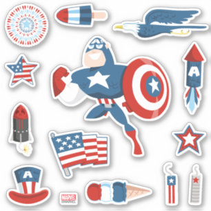 Captain America 4th of July Collage Sticker