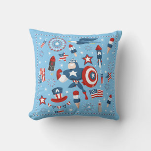 Captain America 4th of July Collage Throw Pillow